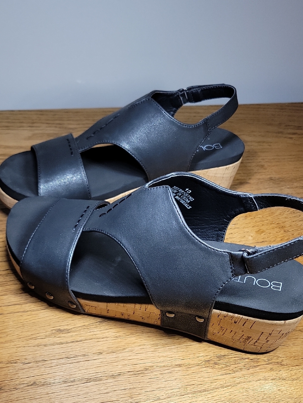 Boutique by Corky's Black Refreshing Studded Wedge Women's Sandals Size 10 - Picture 2 of 13